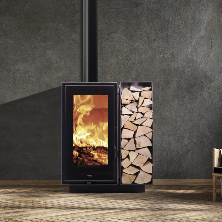 Kaminofen Kunst Stoves wllow Store Holzofen mit Holzregal