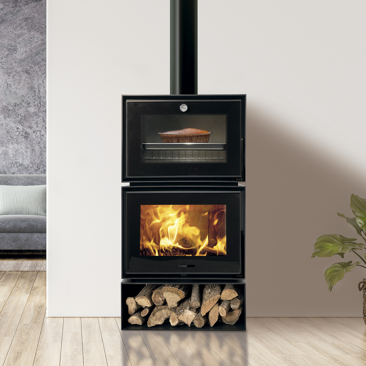 Kaminofen mit Backfach Kunst Stove Yucca
