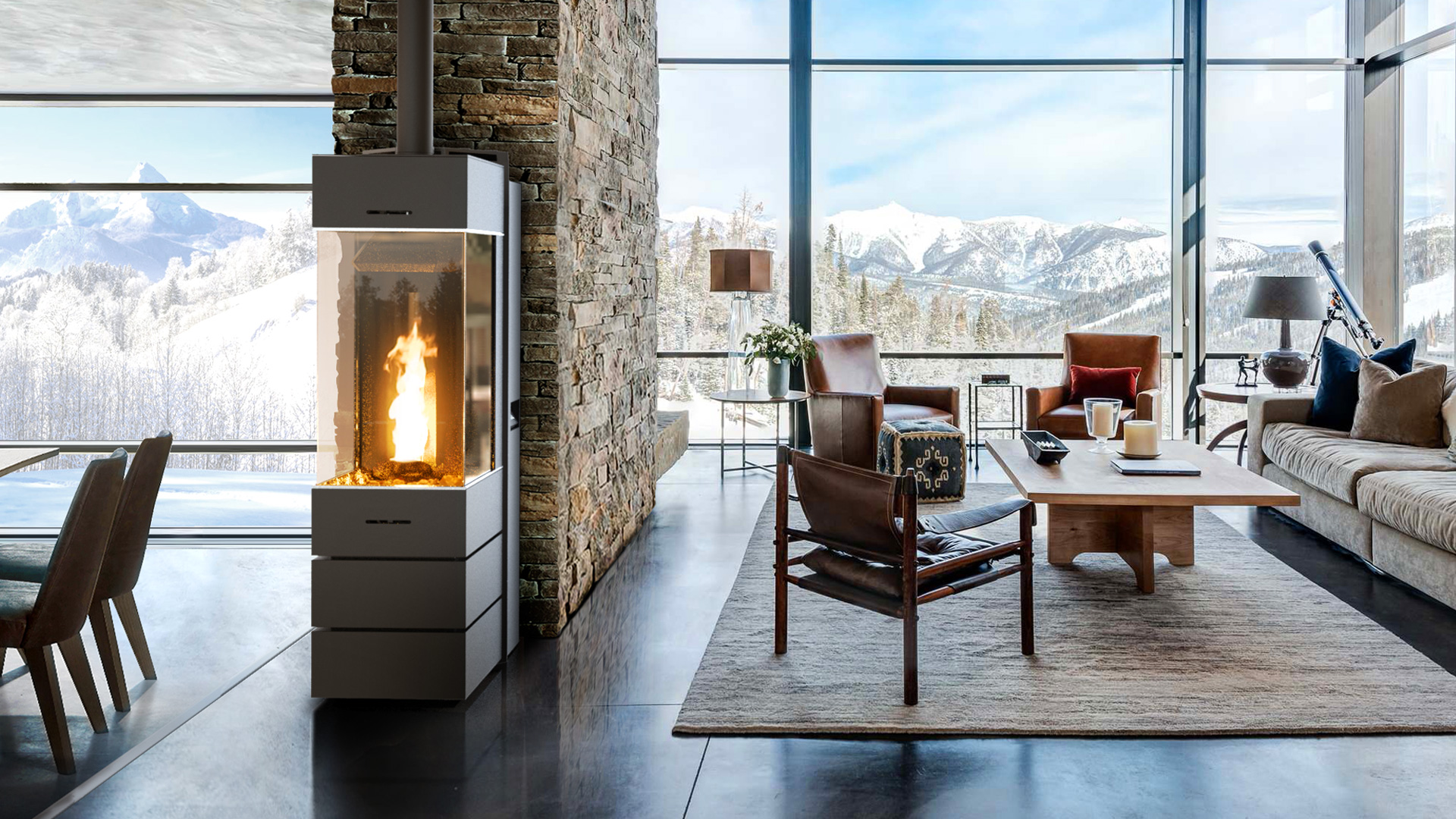 Thermorossi BellaVista S3 Plus – Pelletofen Ofen GmbH ofen.gmbh Thermorossi BellaVista S3 Plus – Originalfoto des Herstellers im Wohnambiente